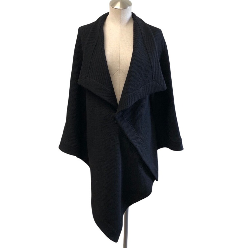 Roland Mouret Cape Womens Medium Optional Zip Up Sleeves Wool Blend Textured